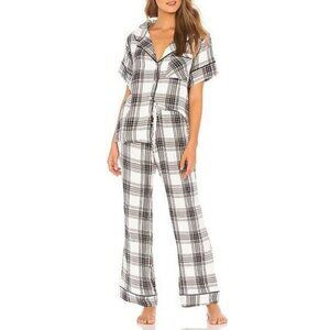 Plush Womens‎ XSMALL White Black Plaid Short Sleeve